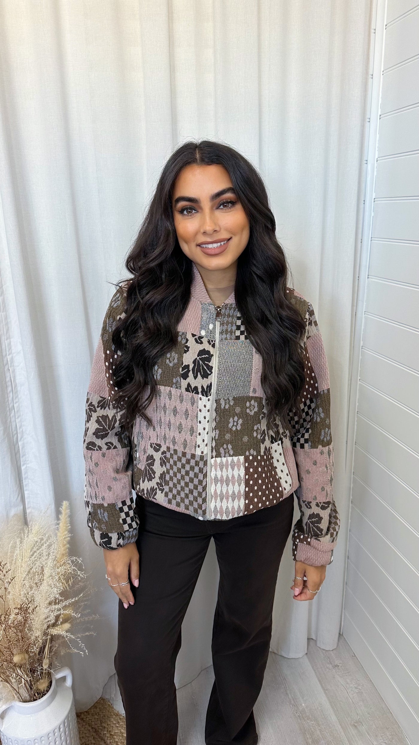 Tapestry Bomber Jacket - BROWN