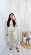 Body Sculpt Jacket and Leggings Gym Co-Ord - CREAM