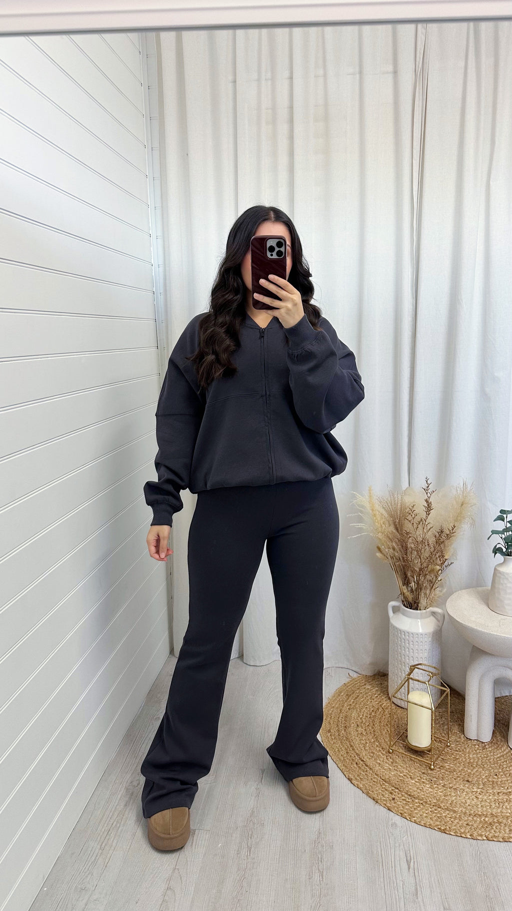 Bomber Jacket and Flare Joggers Co-Ord - SLATE GREY