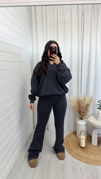 Bomber Jacket and Flare Joggers Co-Ord - SLATE GREY