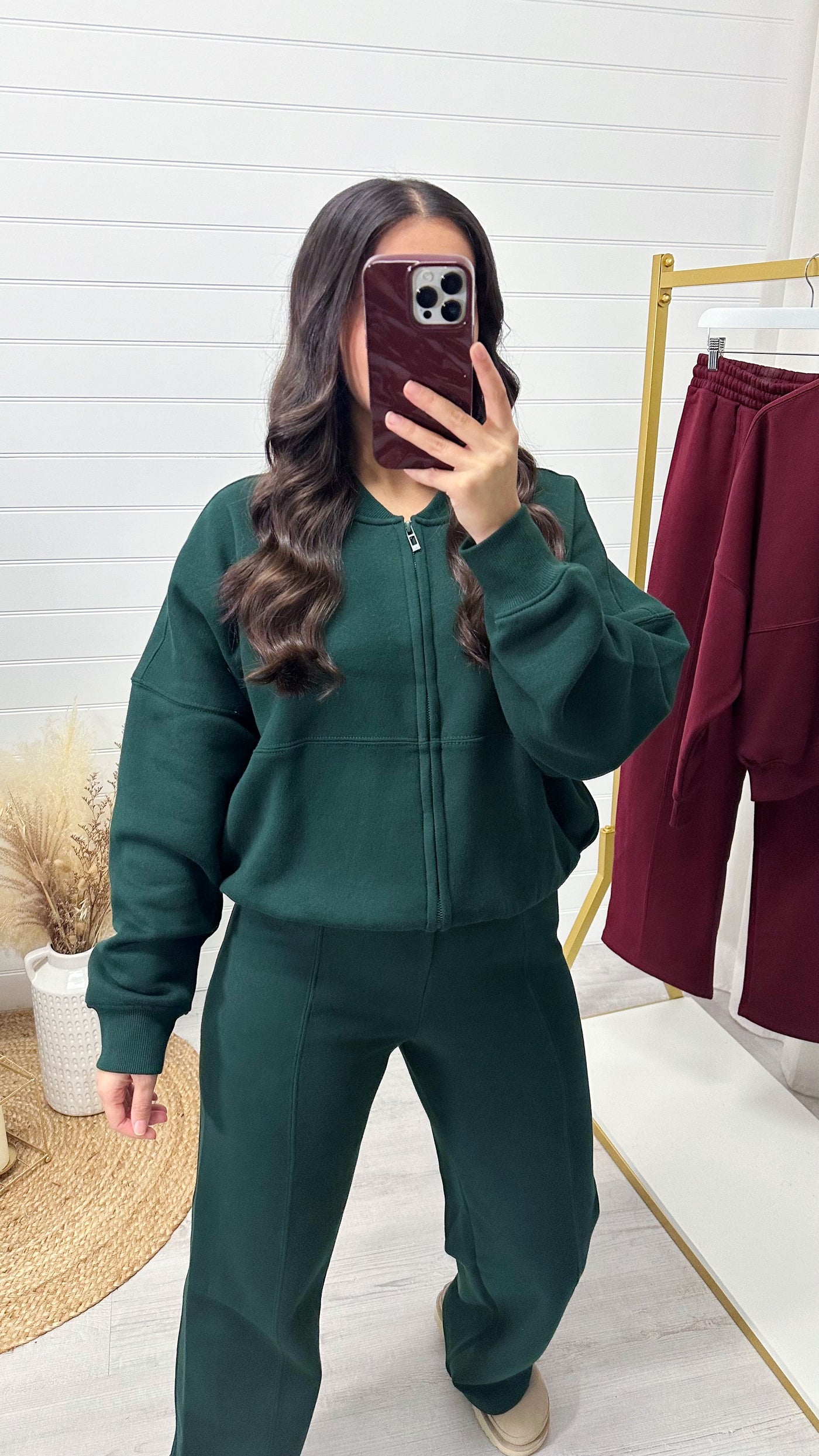 Bomber Jacket and Seam Front Joggers Tracksuit - FOREST GREEN