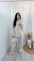 Paisley Cheesecloth Shirt and Trousers Co-Ord - BEIGE