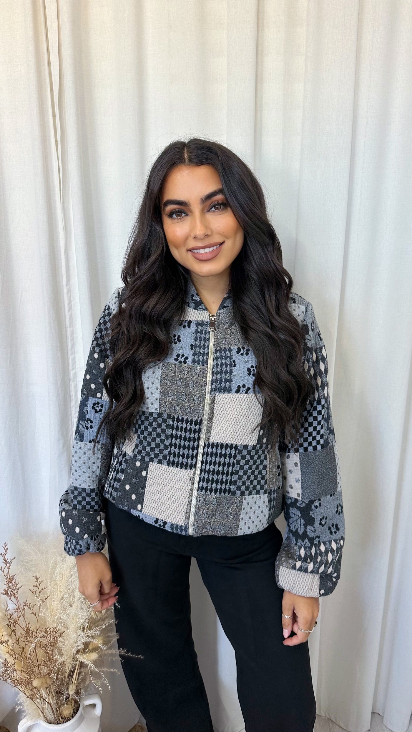 Tapestry Bomber Jacket - GREY