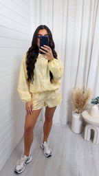 Bandana Print Satin Bomber Jacket and Shorts Co-Ord - LEMON
