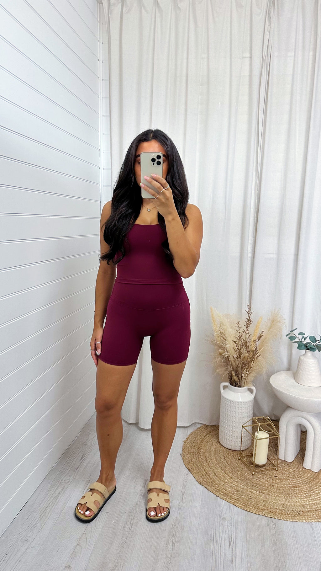 Bralette and Cycling Shorts Active Co-Ord - WINE