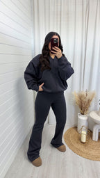 Bomber Jacket and Flare Joggers Co-Ord - SLATE GREY