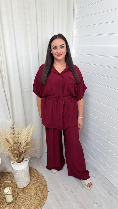 Shacket and Trousers Co-Ord - WINE