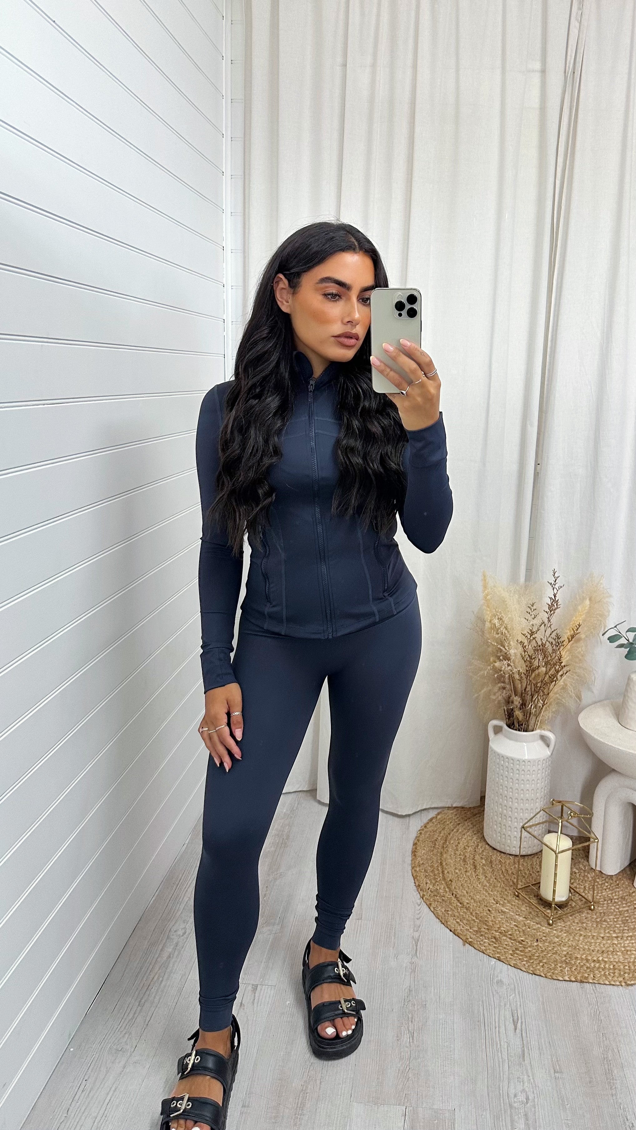 Body Sculpt Jacket and Leggings Gym Co-Ord - SLATE BLUE