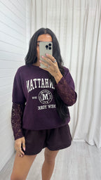 Lace Sleeve Manhattan Woollen Jumper - BURGUNDY