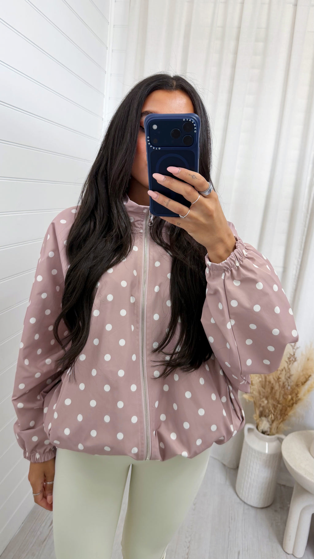 Polka Dot Lightweight Jacket - MINK