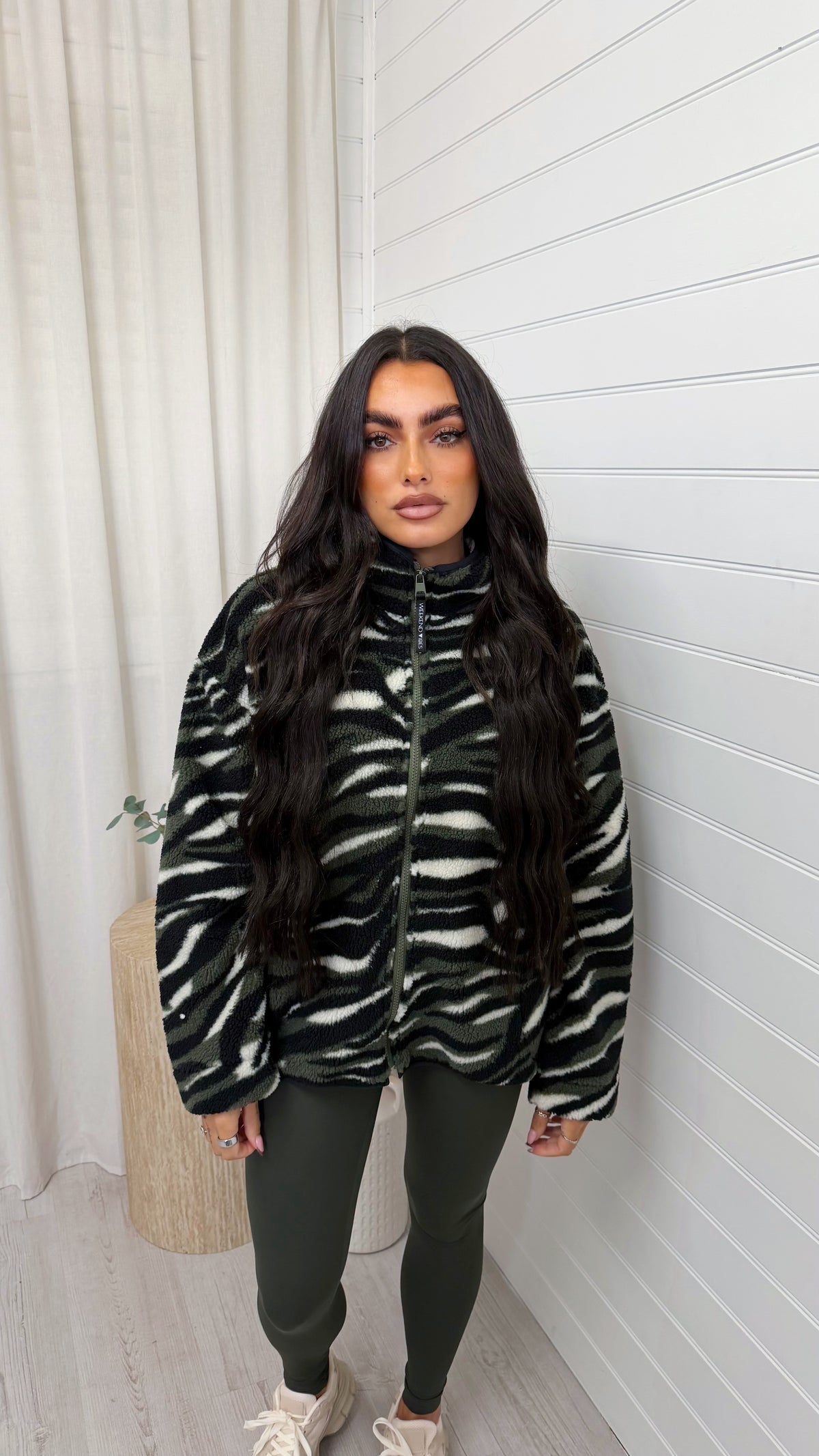 Camouflage Print Fleece Jacket - GREEN