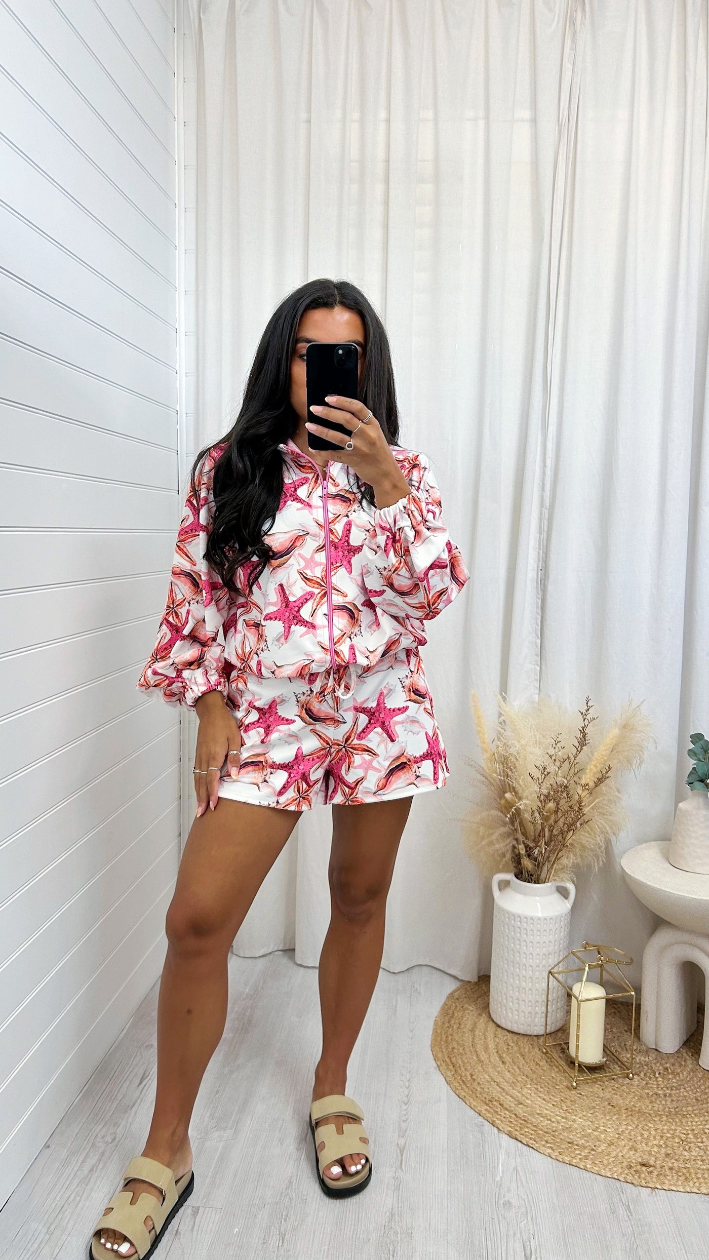 Star Fish Bomber Jacket and Runner Shorts Co-Ord