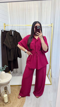 Shacket and Trousers Co-Ord - WINE