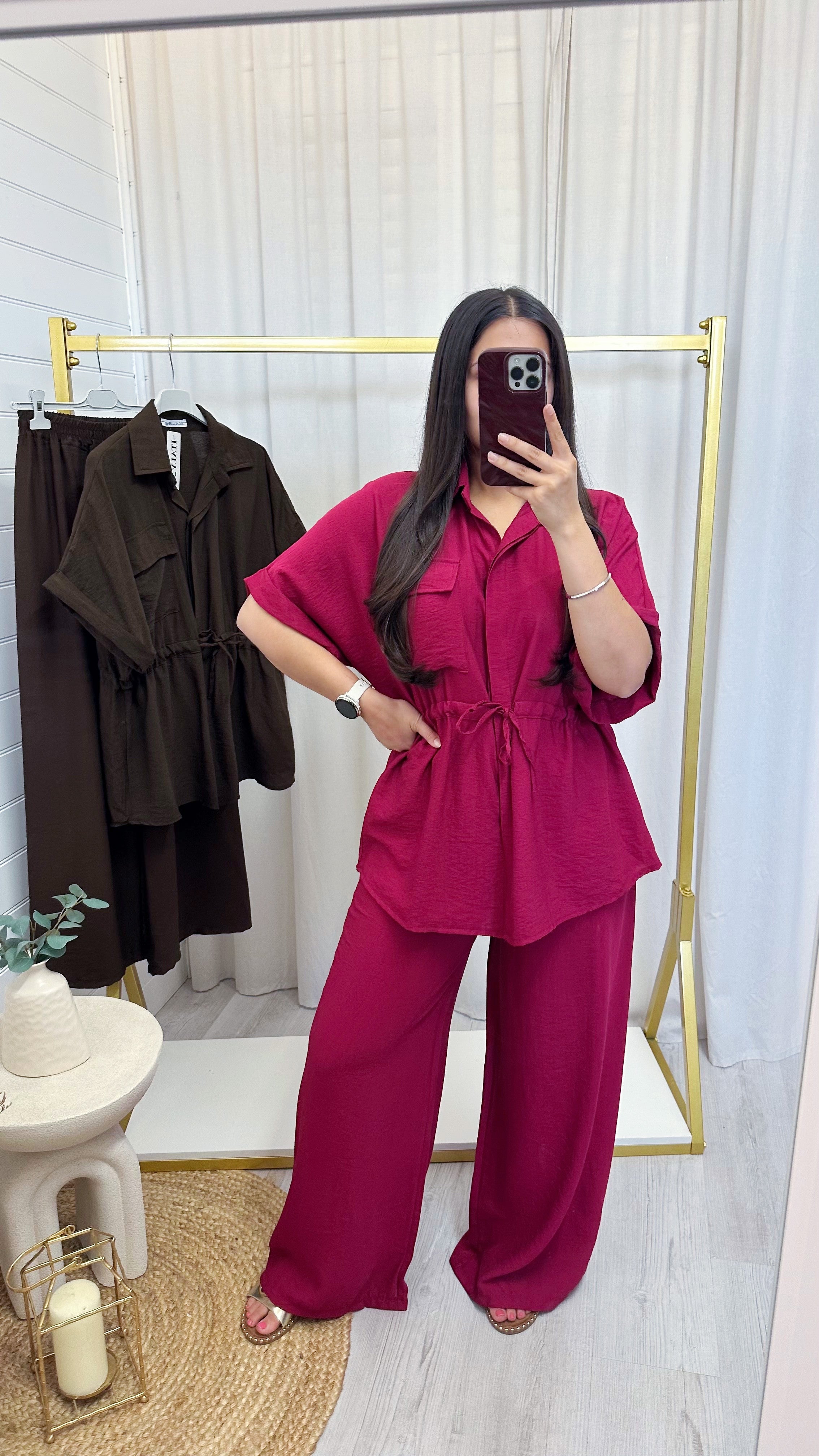 Shacket and Trousers Co-Ord - WINE