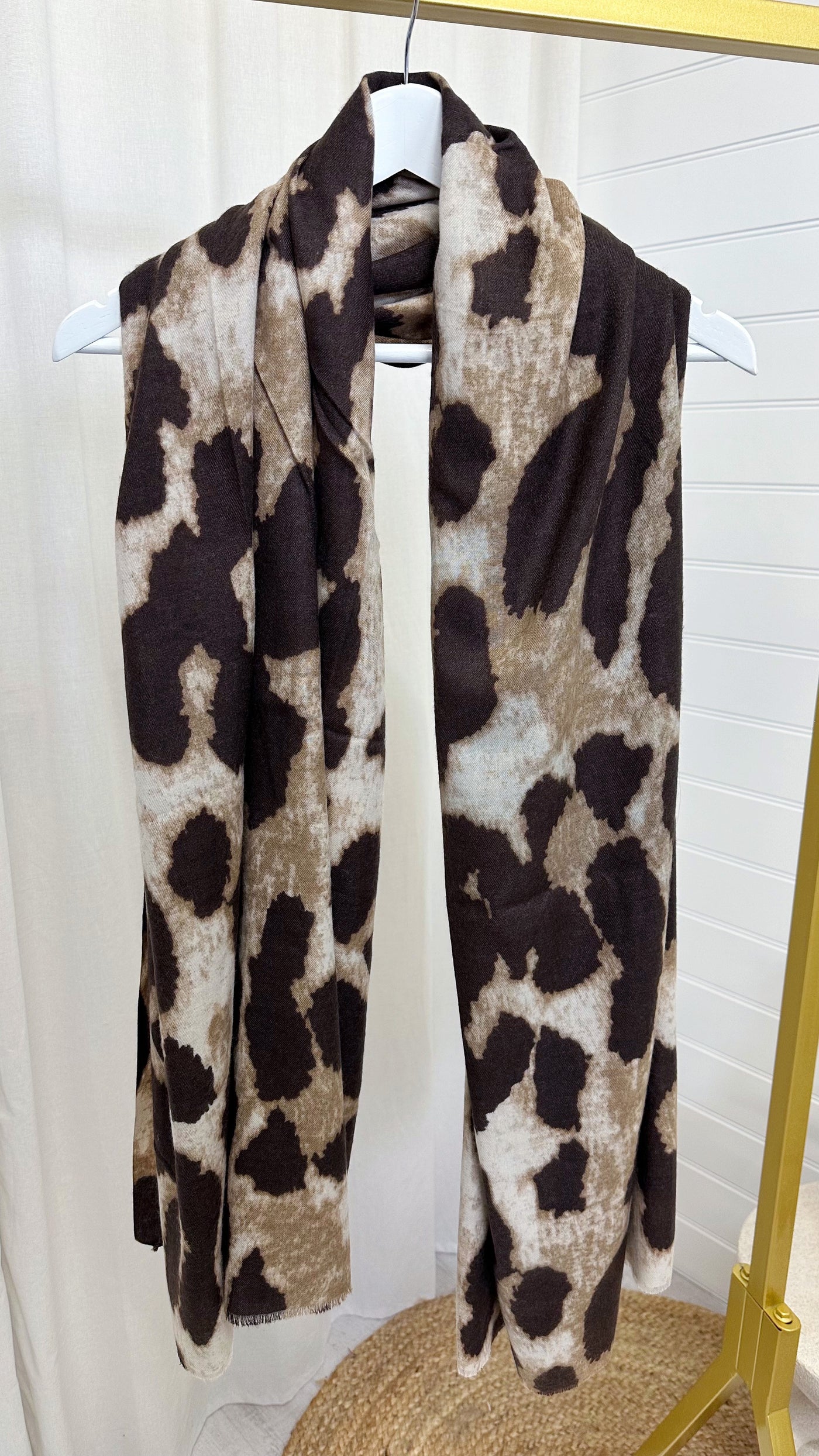 ISLA Animal Print Soft Touch Scarf - BROWN