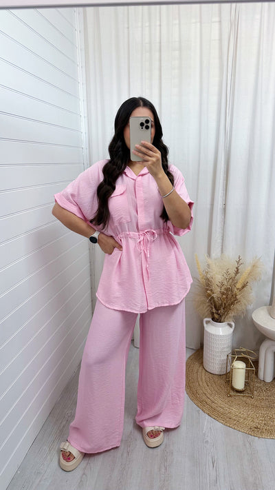 Shacket and Trousers Co-Ord - PINK