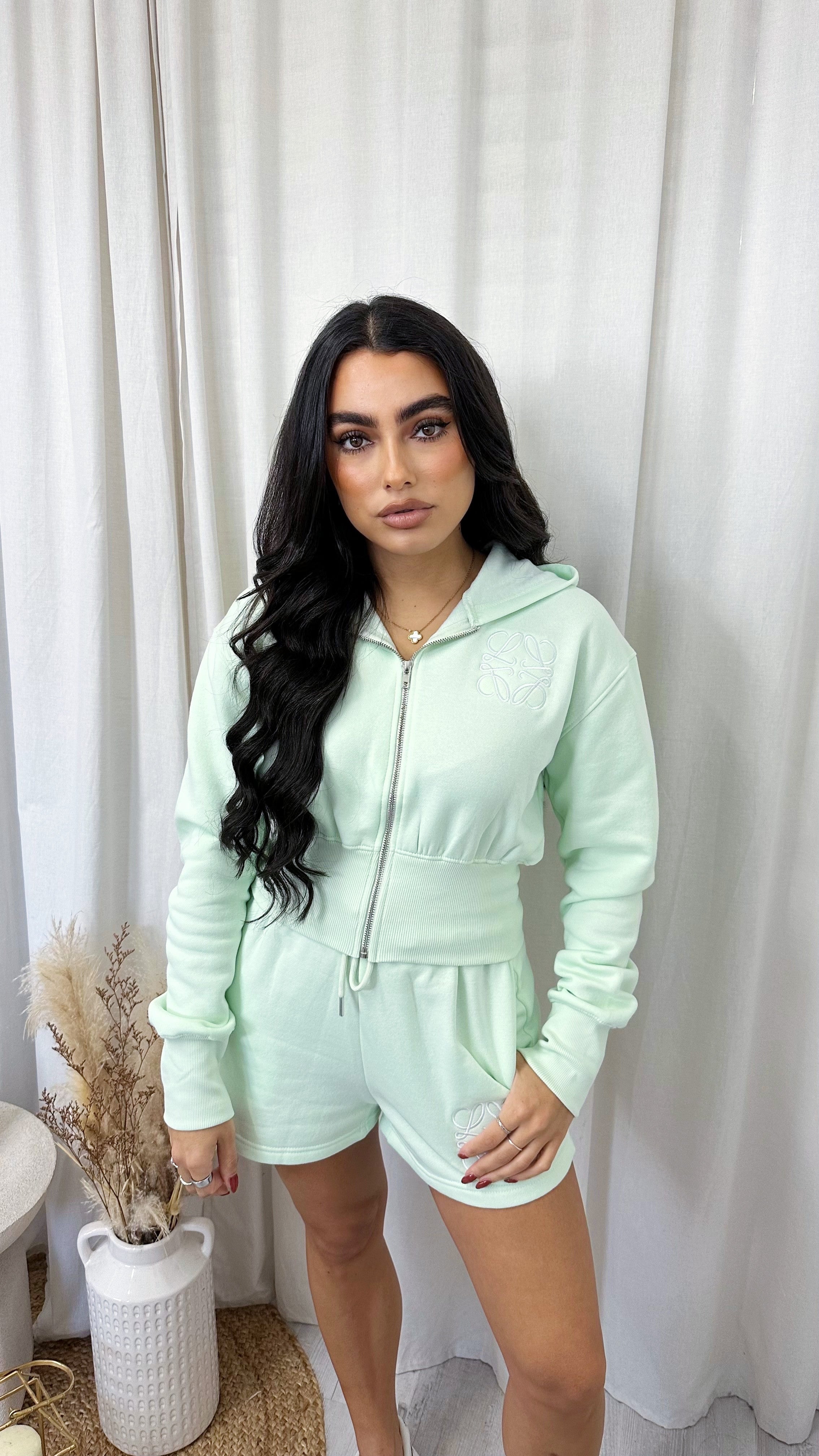 Swirl Monogram Crop Jacket and Shorts Co-Ord - MINT