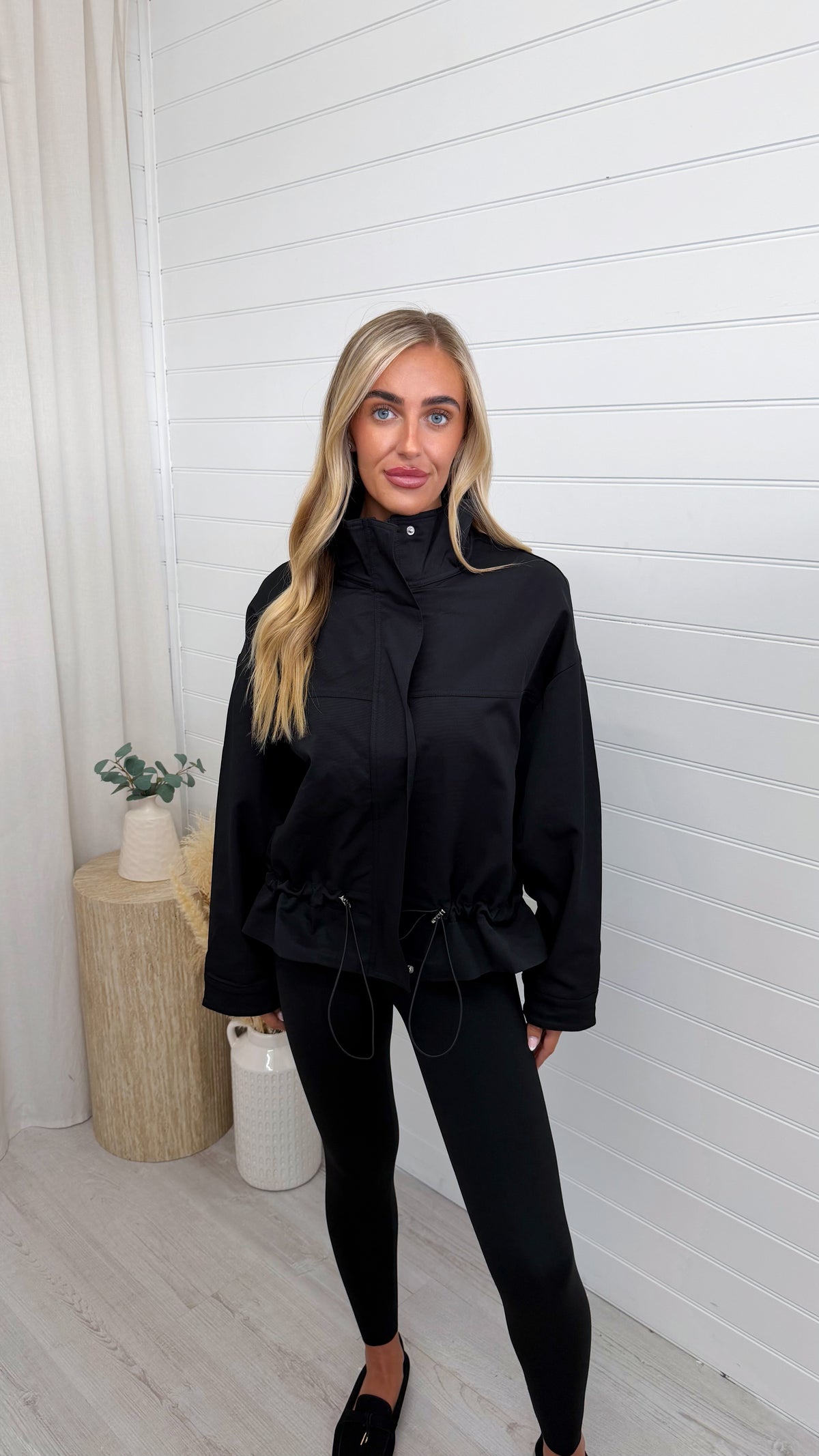 Toggle Hem Utility Jacket - BLACK