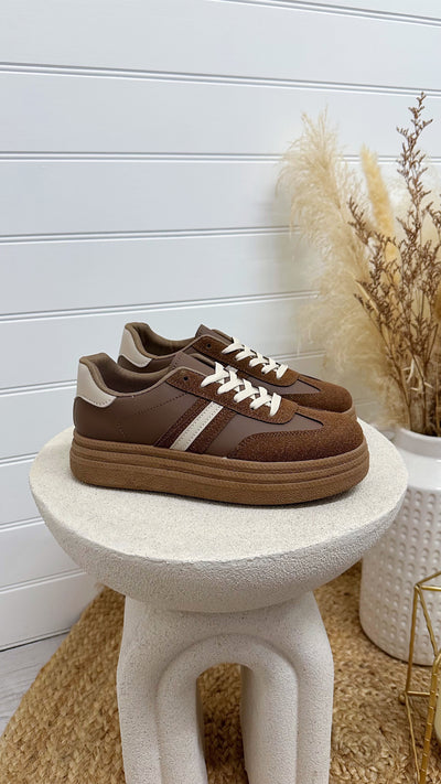 Gum Sole Chunky  Platform Trainers - BROWN