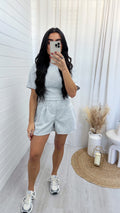 Basic Jersey T-Shirt and Shorts Co-Ord - GREY