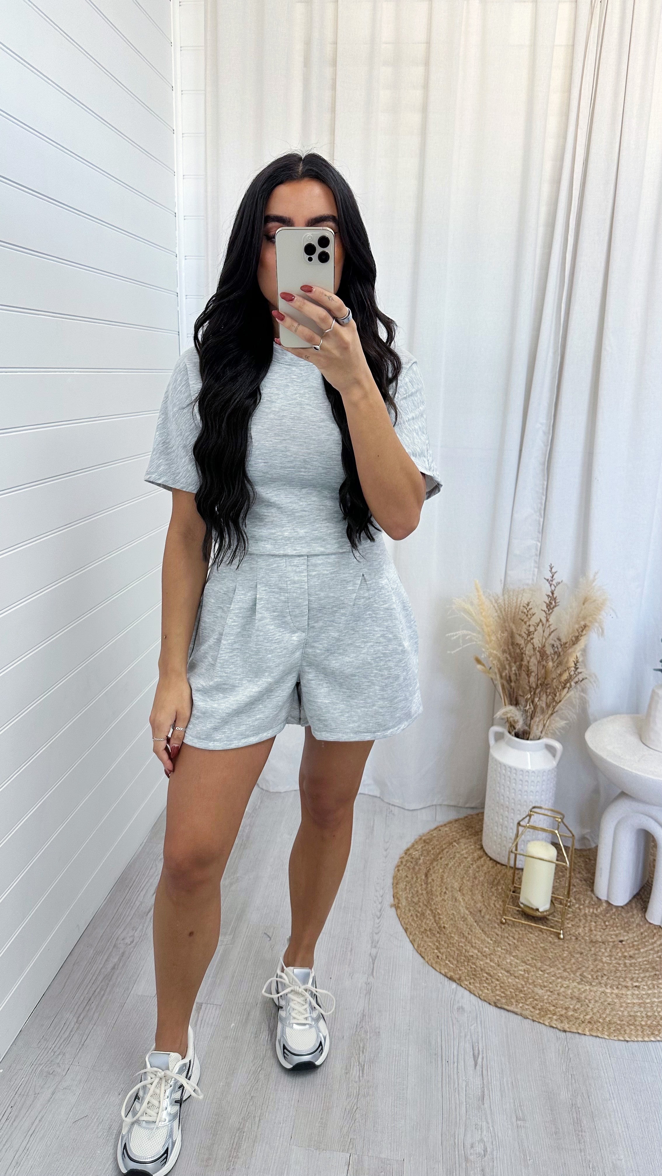 Basic Jersey T-Shirt and Shorts Co-Ord - GREY