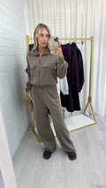 Front Pocket Jacket and Joggers Co-Ord - TAUPE