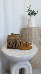 Fringle Ankle Sandals - BEIGE