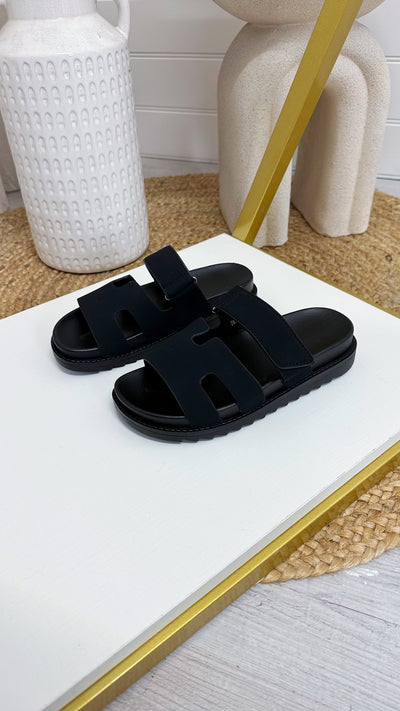 Inspired Chunky Sole Sandals - BLACK