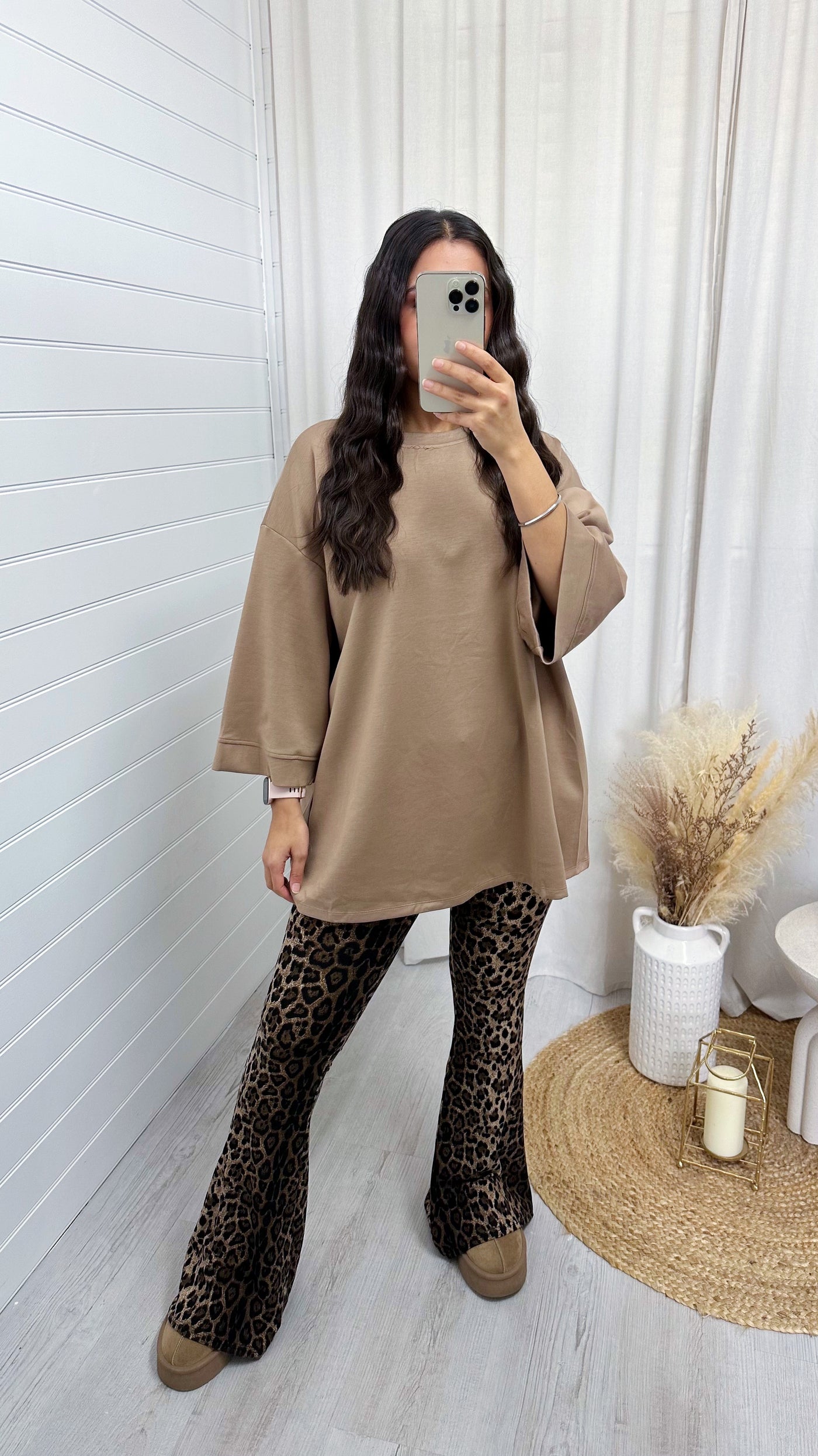 Drop Sleeve Oversized T-Shirt - TAN