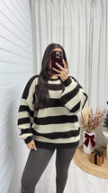 Chunky Knit Stripey Jumper - BROWN/CREAM