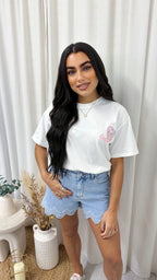 Embroided Love Heart T-Shirt - PINK
