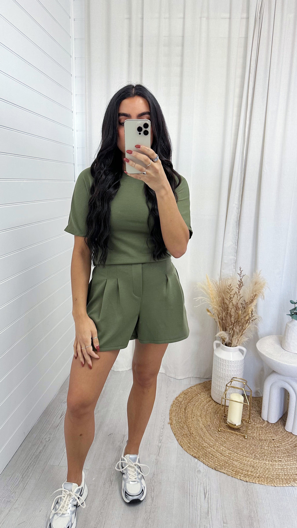 Basic Jersey T-Shirt and Shorts Co-Ord - KHAKI
