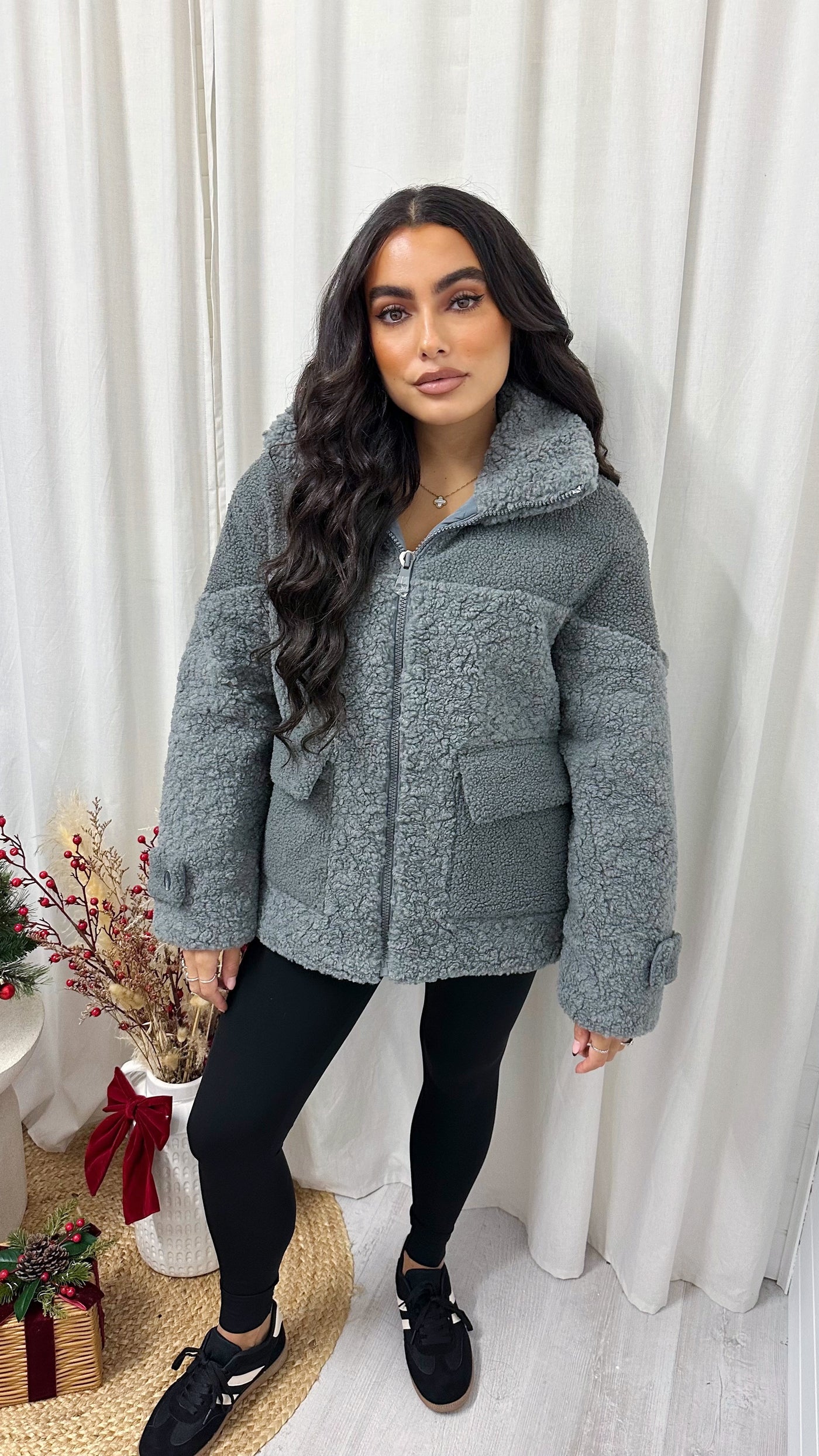 Quilted Borg Jacket - GREY