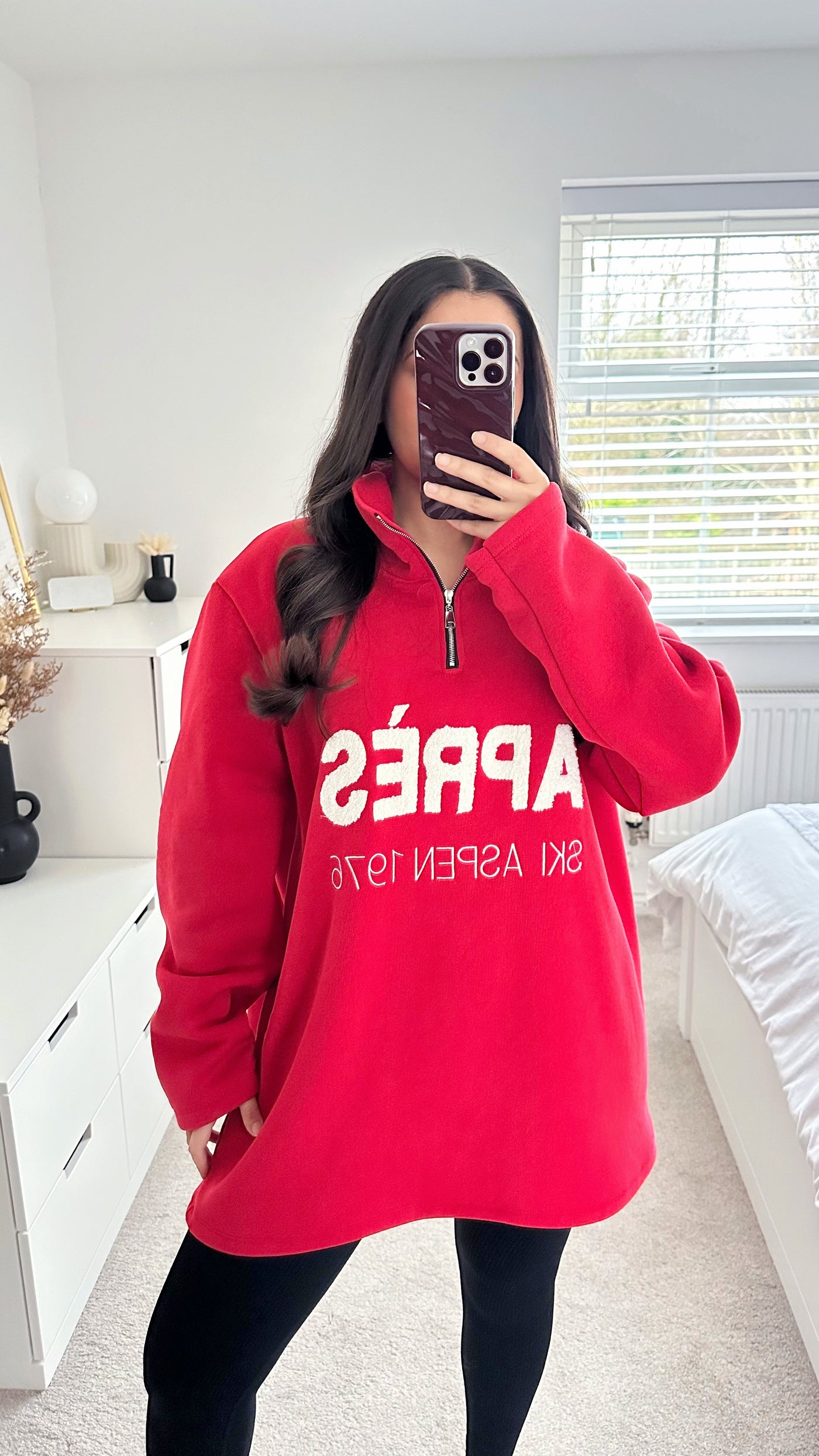 Apres Ski Resort Half Zip Sweatshirt - RED