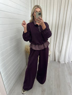 Check Peplum Co-Ord - PLUM