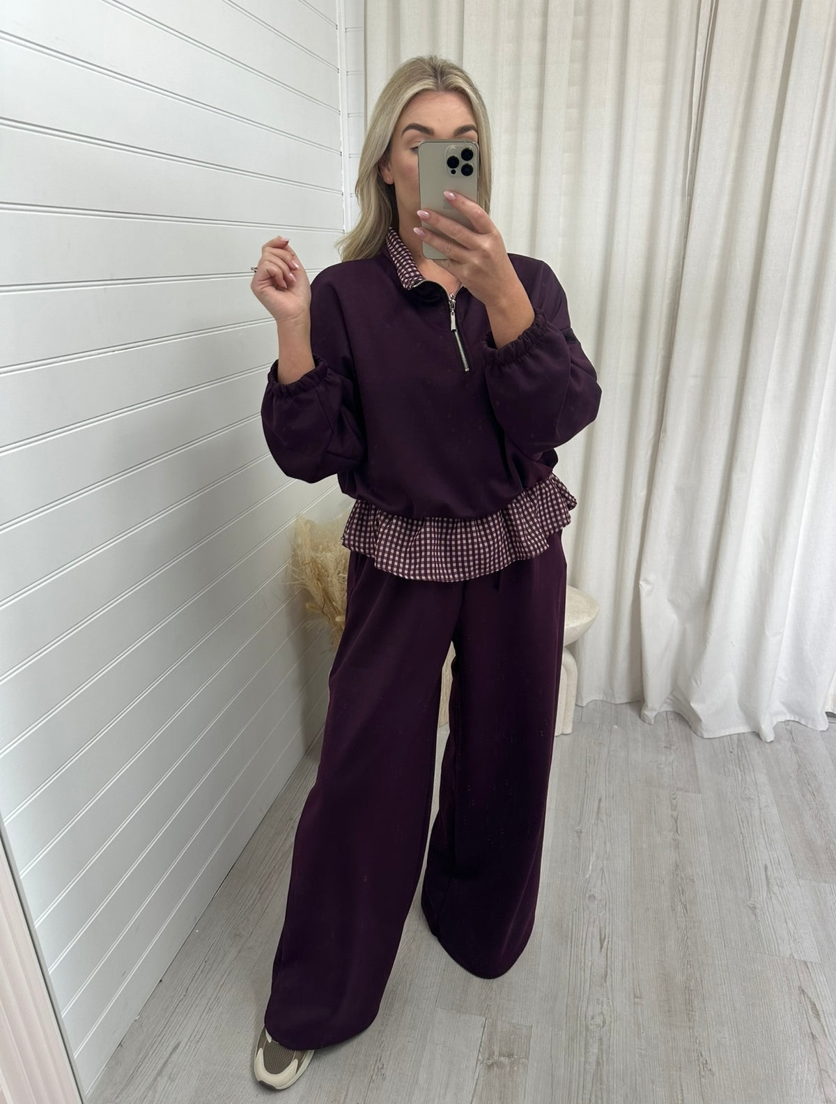 Check Peplum Co-Ord - PLUM
