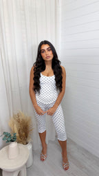 Polka Dot Corset and Capris Co-Ord - WHITE