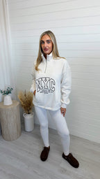 NYC Sweatshirt and Ribbed Leggings Co-Ord - OATMEAL