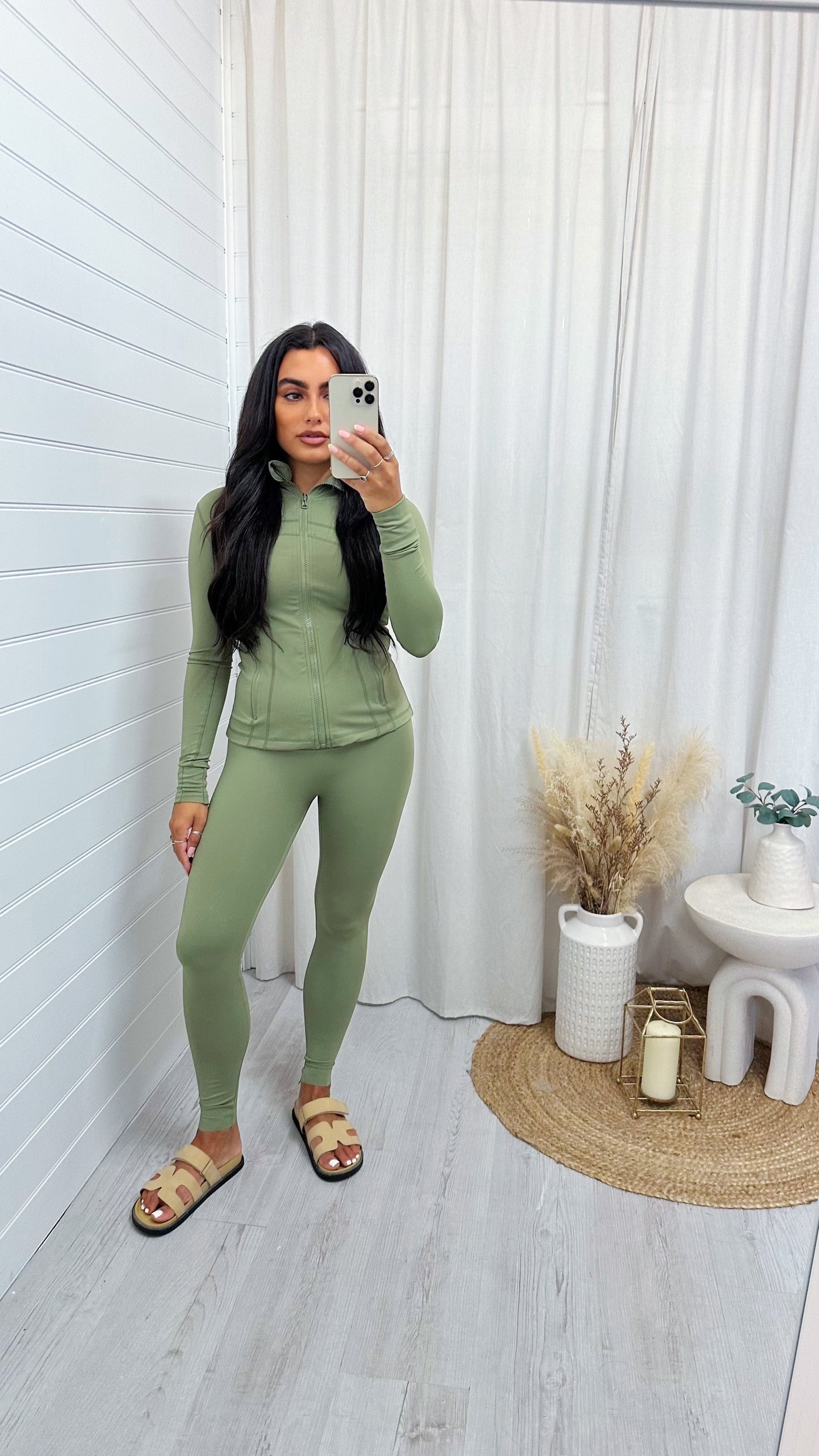 Body Sculpt Jacket and Leggings Gym Co-Ord - KHAKI
