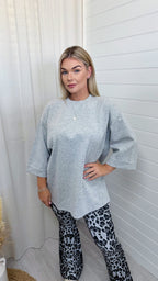 Drop Sleeve Oversized T-Shirt - LIGHT GREY