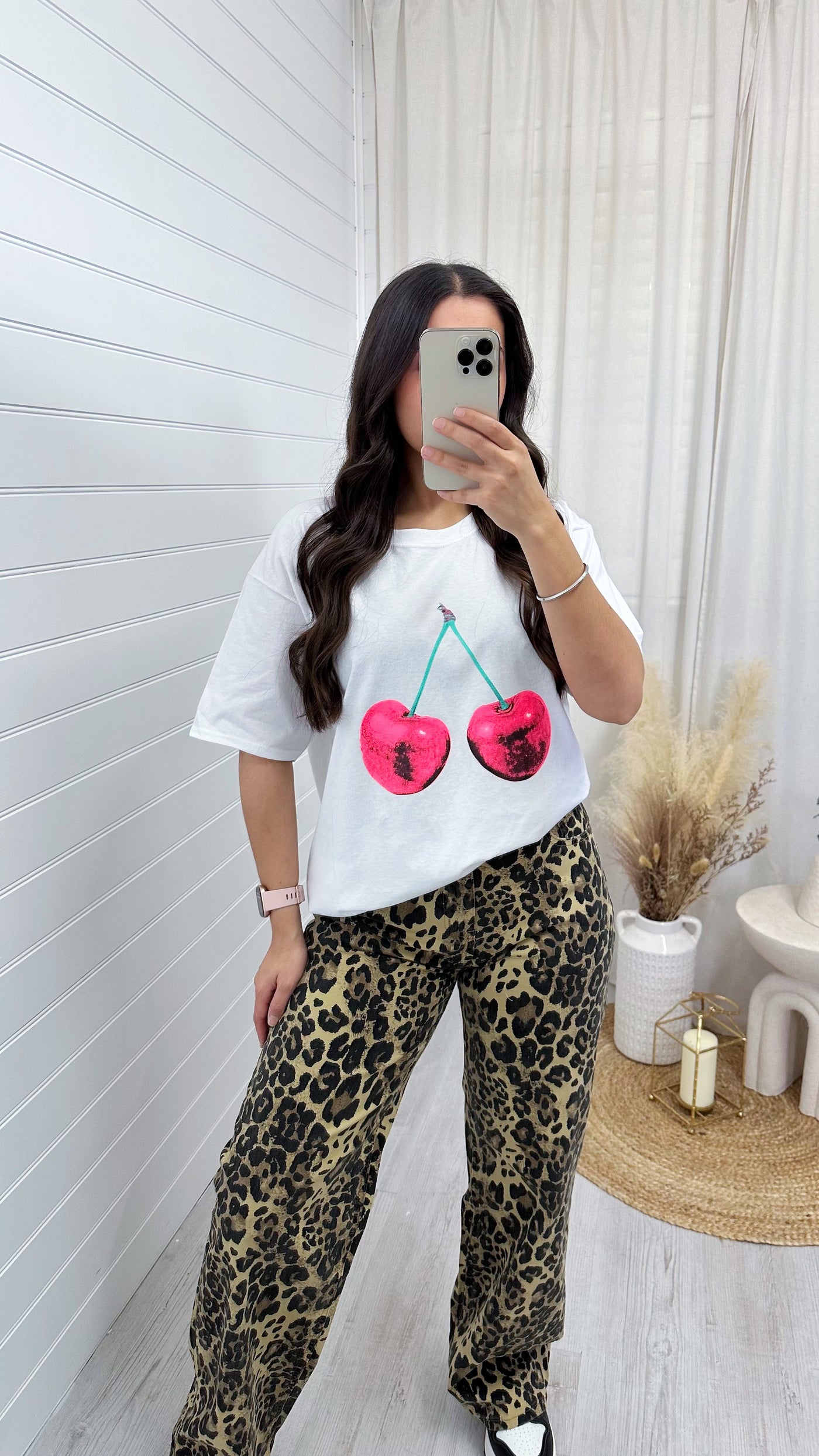 Oversized Cherry T-Shirt - WHITE