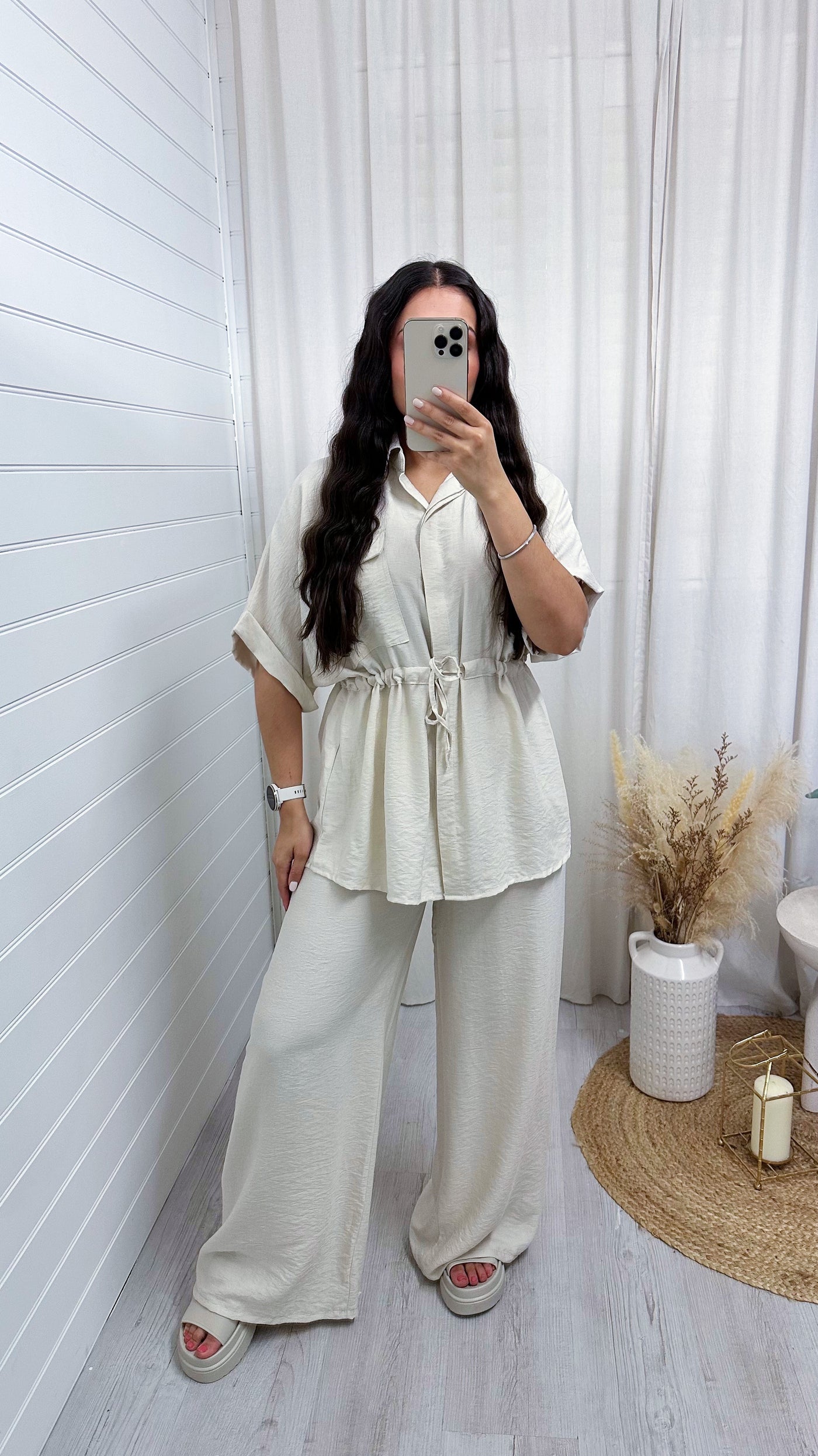 Shacket and Trousers Co-Ord - CREAM