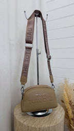 Double Zip Dome Cross Body Bag - BEIGE