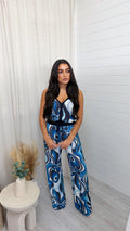 Shimmery Swirl Vest Top and Trousers Co-Ord - BLUE