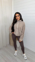 Lightweight Check Bomber Jacket - CREAM/BROWN