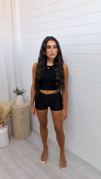 Sequin Stretchy Mini Shorts - BLACK