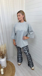 Drop Sleeve Oversized T-Shirt - LIGHT GREY