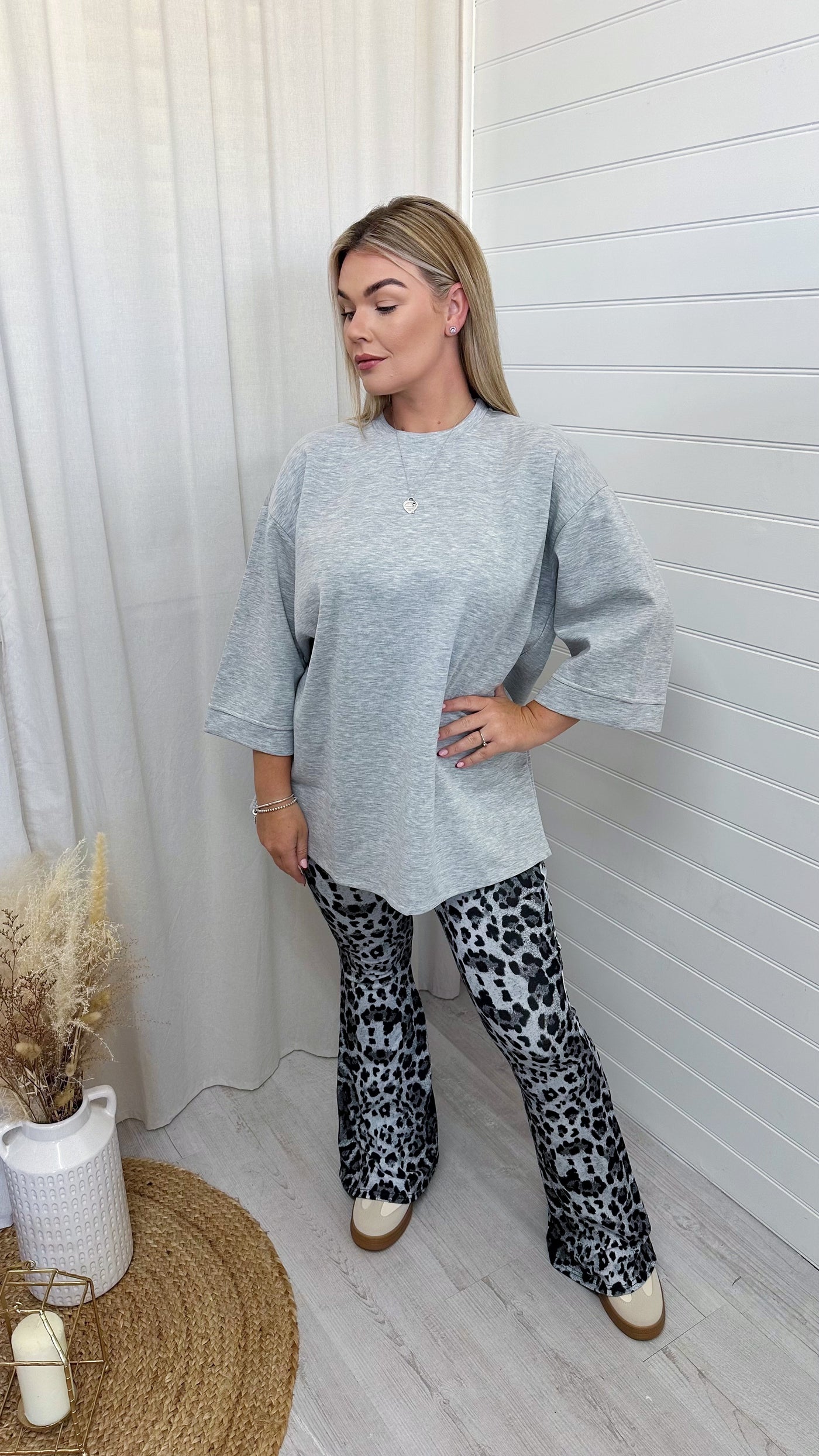 Drop Sleeve Oversized T-Shirt - LIGHT GREY