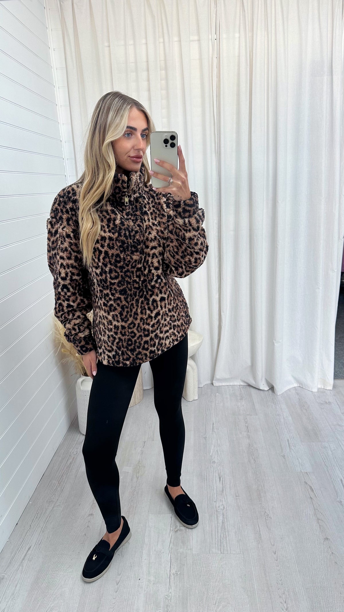 Leopard Print Teddy Fur Sweatshirt