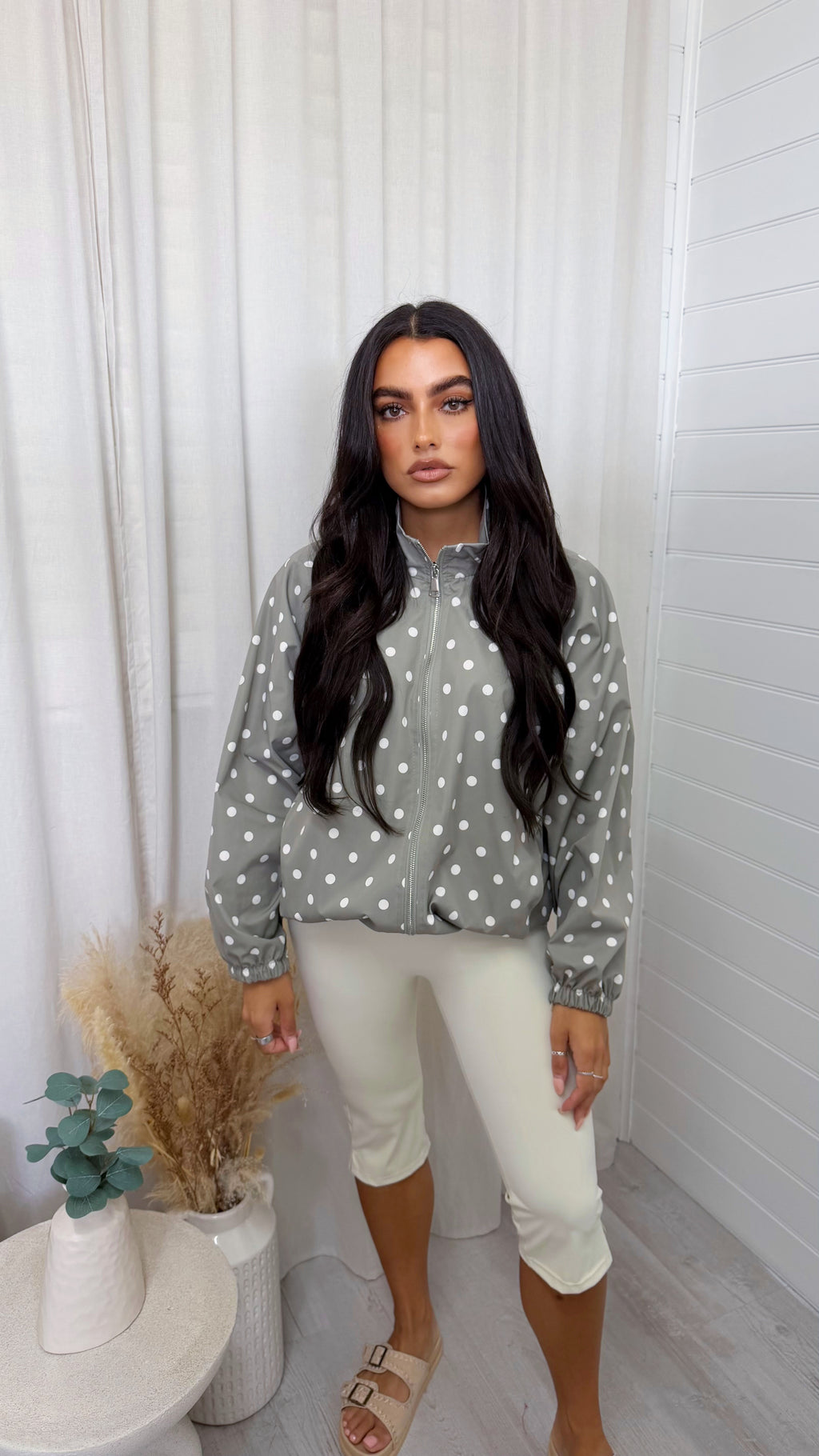 Polka Dot Lightweight Jacket - SAGE